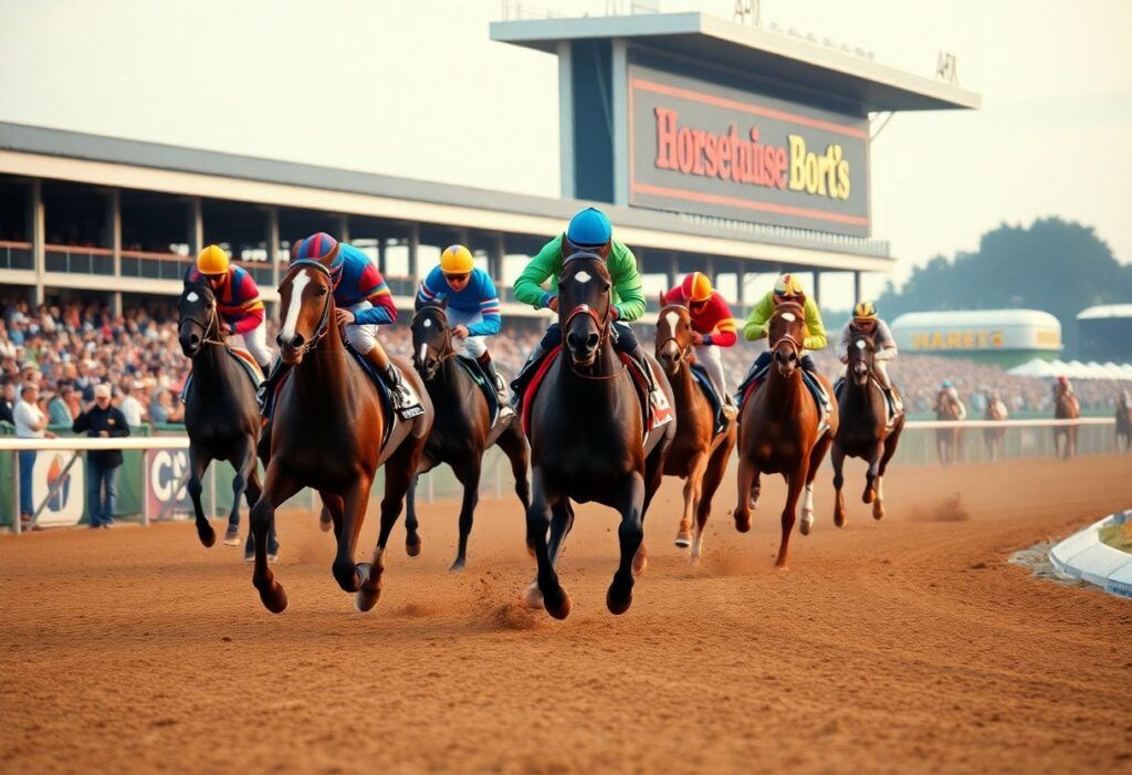 Course de chevaux sur piste en terre battue