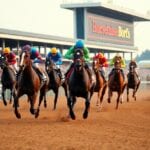 Course de chevaux sur piste en terre battue