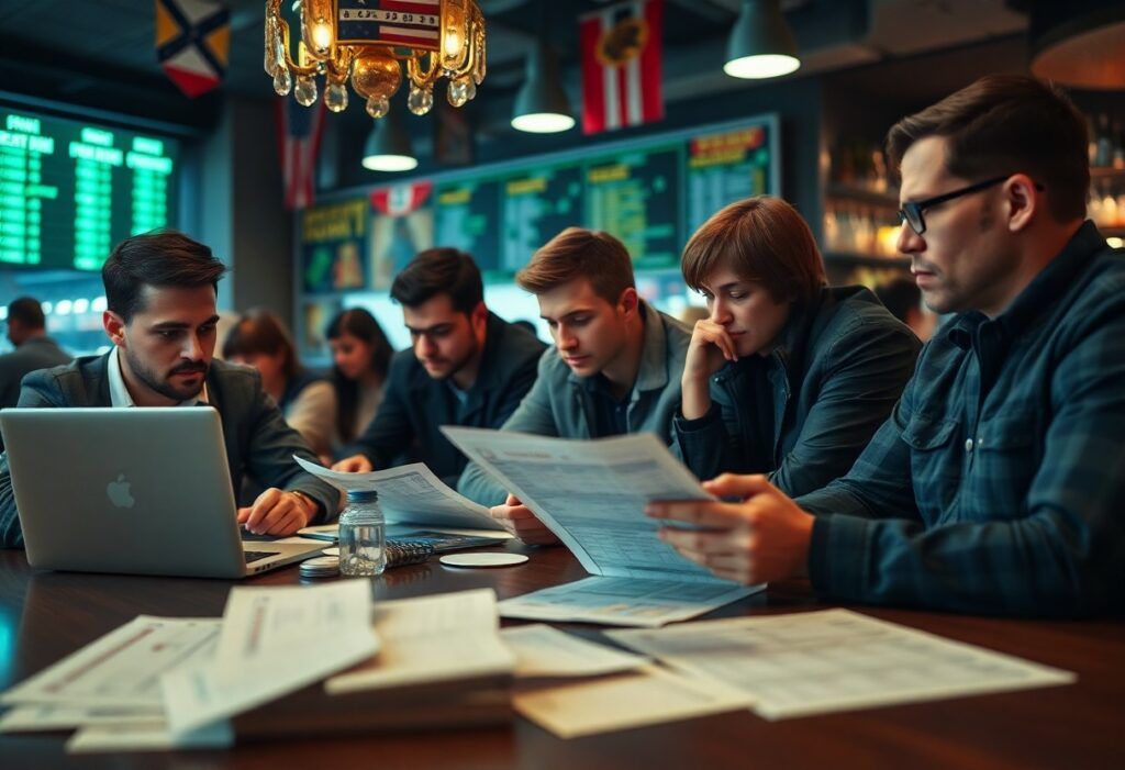 Groupe travaillant sur ordinateur et documents.