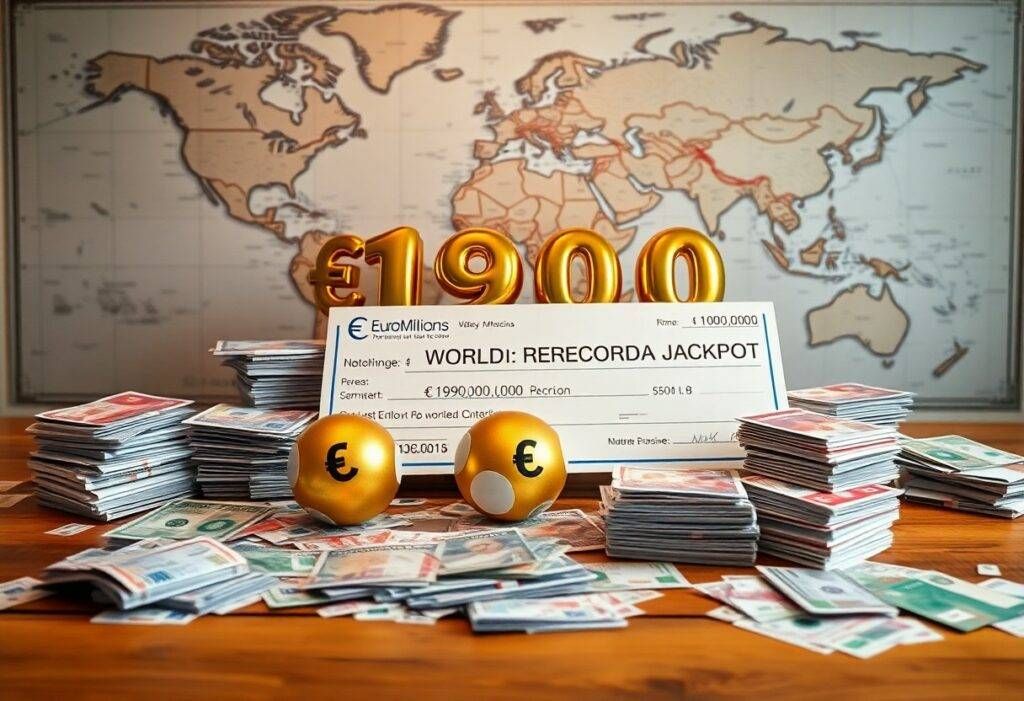 Billet gagnant et argent EuroMillions sur table.