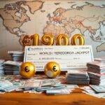 Billet gagnant et argent EuroMillions sur table.