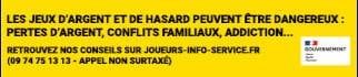 Avertissement sur les dangers des jeux d'argent.